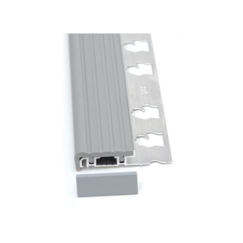 GLM-ECHSGY125 - Hybrid Stair Nose End Cap - 1/2 Inch - 8ft - Gray Finish